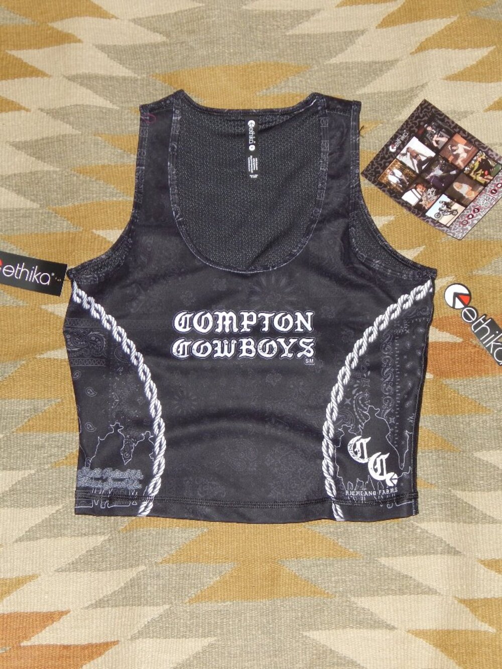 Ethika Women's M Black Compton Cowboys White Lettering Long Line Sport Bra